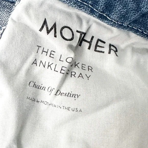 MOTHER The Looker Ankle Fray Jeans Chain of Destiny Medium Wash Size 29